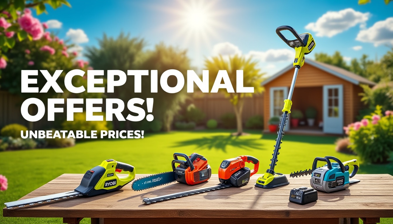 découvrez nos offres exceptionnelles sur les outils ryobi ! profitez de 5 indispensables pour les jardiniers à prix cassés et faites de votre jardin un véritable havre de paix sans vous ruiner. ne manquez pas ces promotions incroyables !
