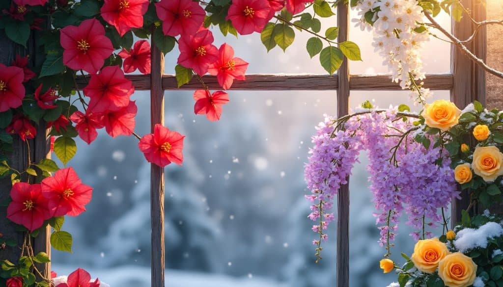 découvrez quatre plantes grimpantes fleuries qui apporteront couleur et joie à votre jardin cet hiver. idéales pour embellir vos espaces extérieurs, elles résistent au froid tout en illuminant vos journées. plongez dans notre guide et choisissez les meilleures variétés pour égayer votre saison hivernale.