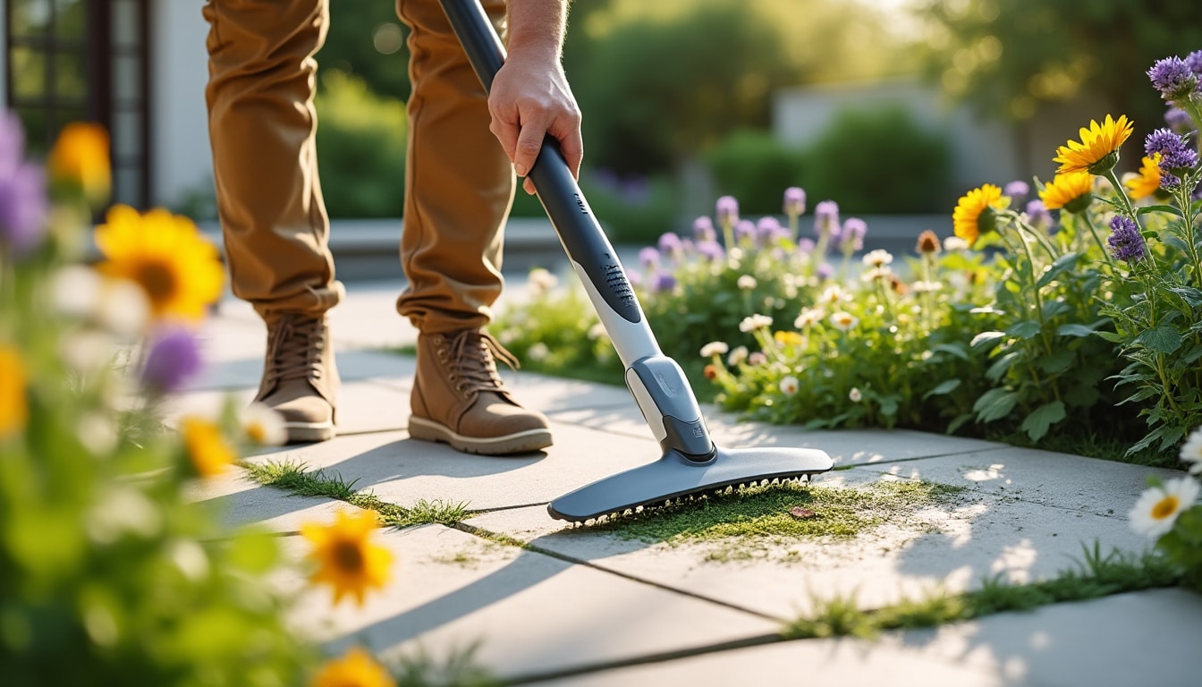 découvrez notre accessoire révolutionnaire à 1 euro pour éliminer efficacement les mauvaises herbes de votre terrasse. redonnez éclat et fraîcheur à vos dalles en quelques gestes simples et transformez votre extérieur en un véritable havre de paix !