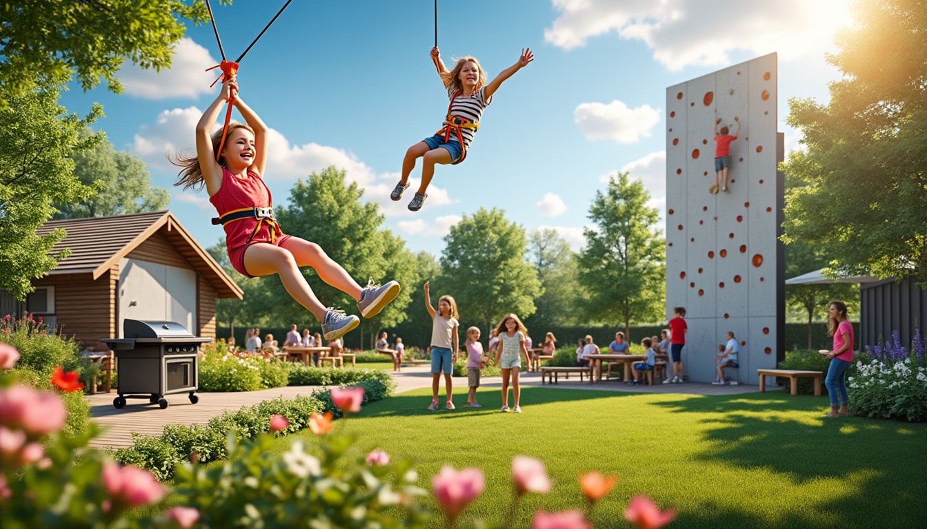 découvrez l'inauguration des nouveaux équipements de loisirs au jardin de tournay à la vraie-croix ! profitez de la tyrolienne, des barbecues et des activités d'escalade pour une journée pleine de sensations et de convivialité en pleine nature.