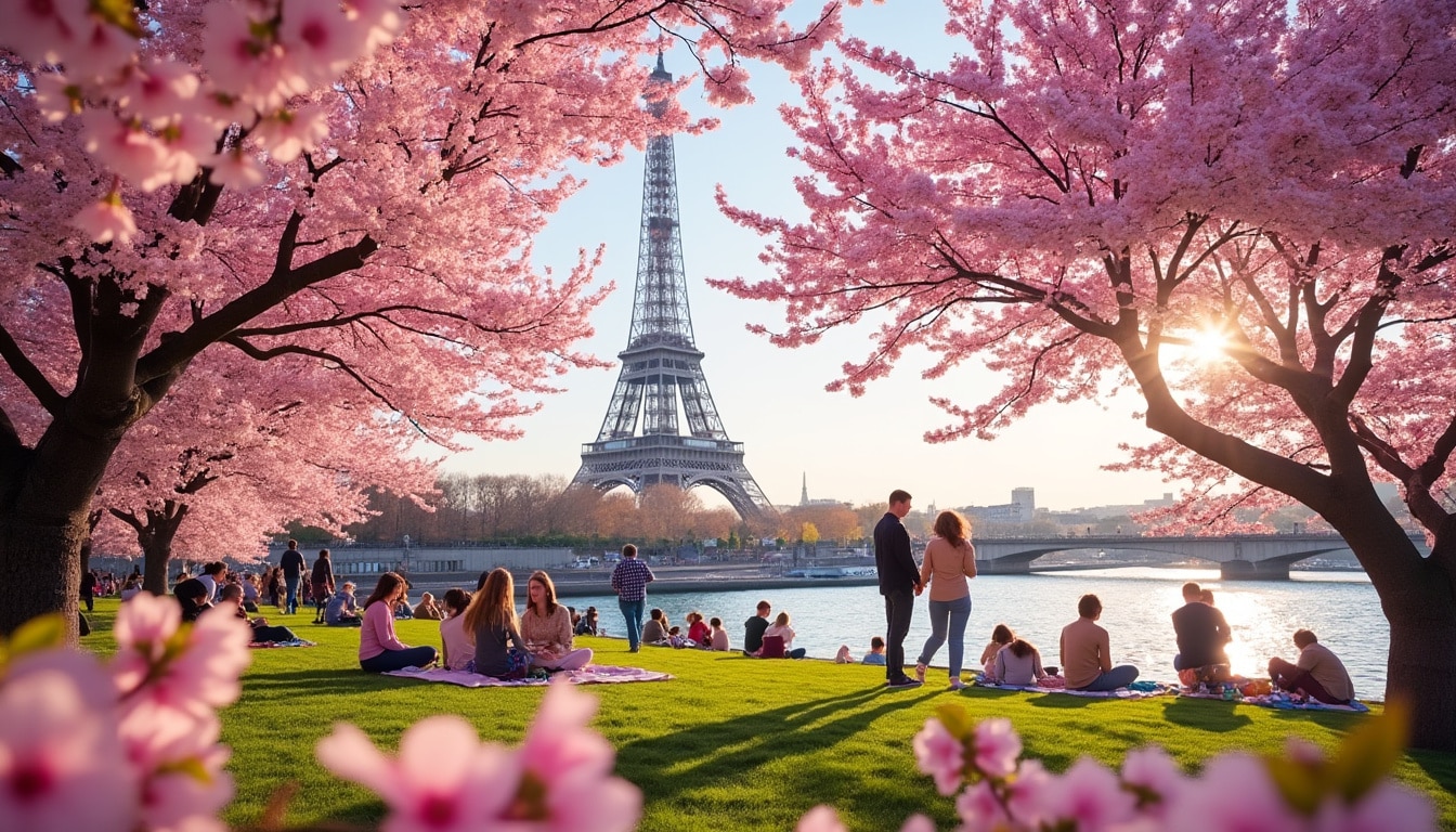 venez célébrer la saison des cerisiers en fleurs en découvrant le hanami à paris et en île-de-france. profitez de balades enchanteuses sous les arbres en fleurs, d'événements culturels et de moments de convivialité. ne manquez pas cette belle occasion de vous émerveiller devant la beauté éphémère des fleurs de cerisier!