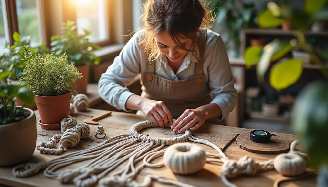 Illustration: Plongée dans l’univers du cadre macramé en corde de coton naturel