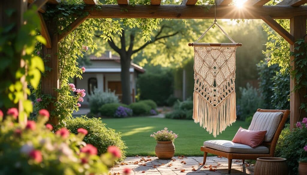 Cadre macramé aux dimensions standards pour un jardin élégant