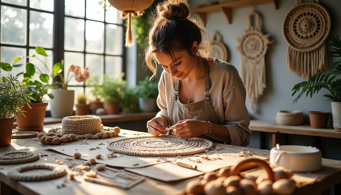 Illustration: À la découverte du cadre macramé motif floral tressé : origines, styles et inspirations