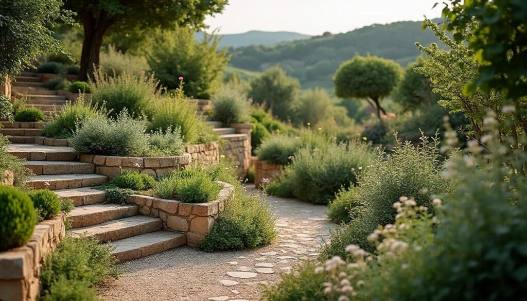 Jardin en palier : aménager un terrain en pente avec efficacité