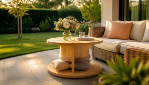 Transformer un touret en meuble déco pour maison et jardin