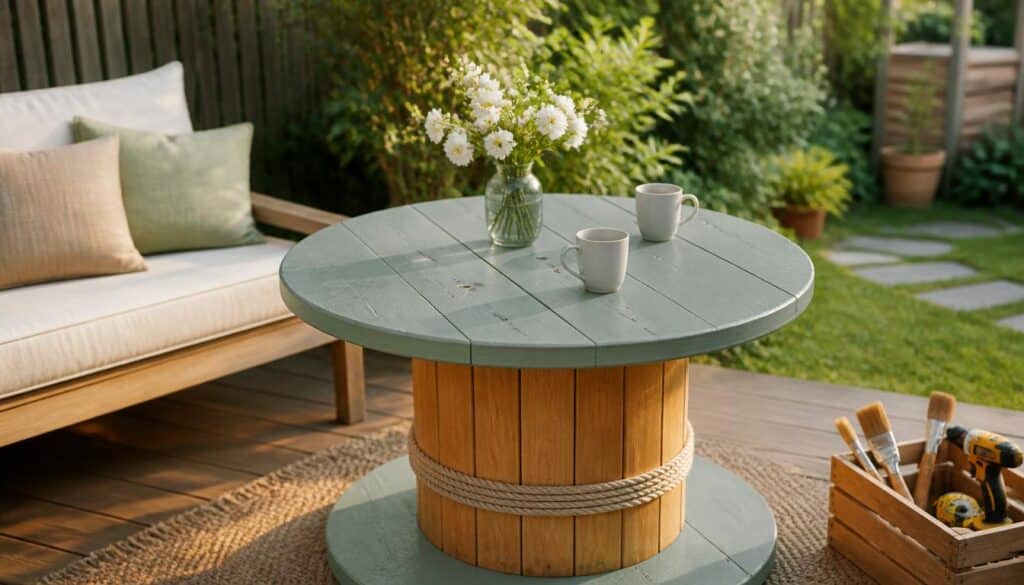 Transformer un touret en table de jardin facilement