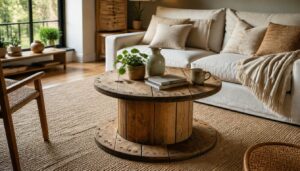 Idées déco avec un touret en bois recyclé