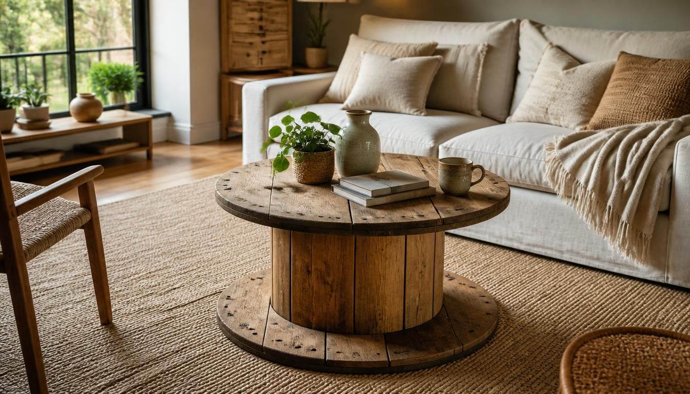 Idées déco avec un touret en bois recyclé